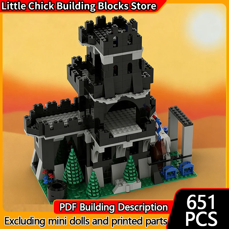 

Средневековый замок, модель MOC, строительные кирпичи, черный рок, кирпичный замок, модульная технология, детские праздничные подарки, сборные игрушки, костюм