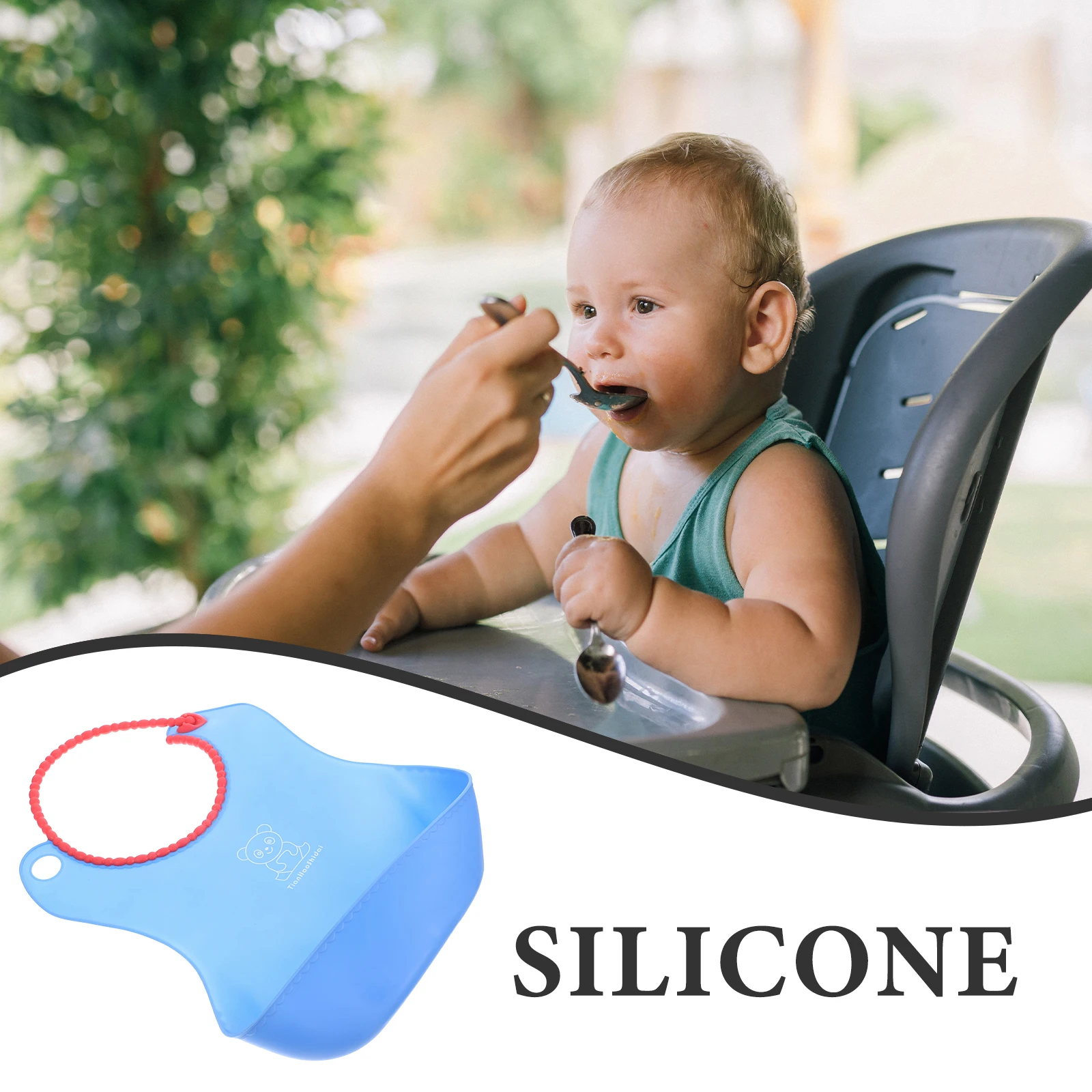 Adjustable Silicone Bib for Baby Toddler Waterproof Feeding Bib with Cartoon Theme Design Baby Supply