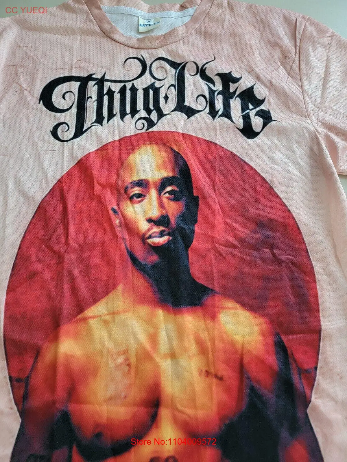 AOP 2Pac Tupac Bay Club T-shirt DeadStock Mens Sz SMALL *Tagged Med Jersey Knit