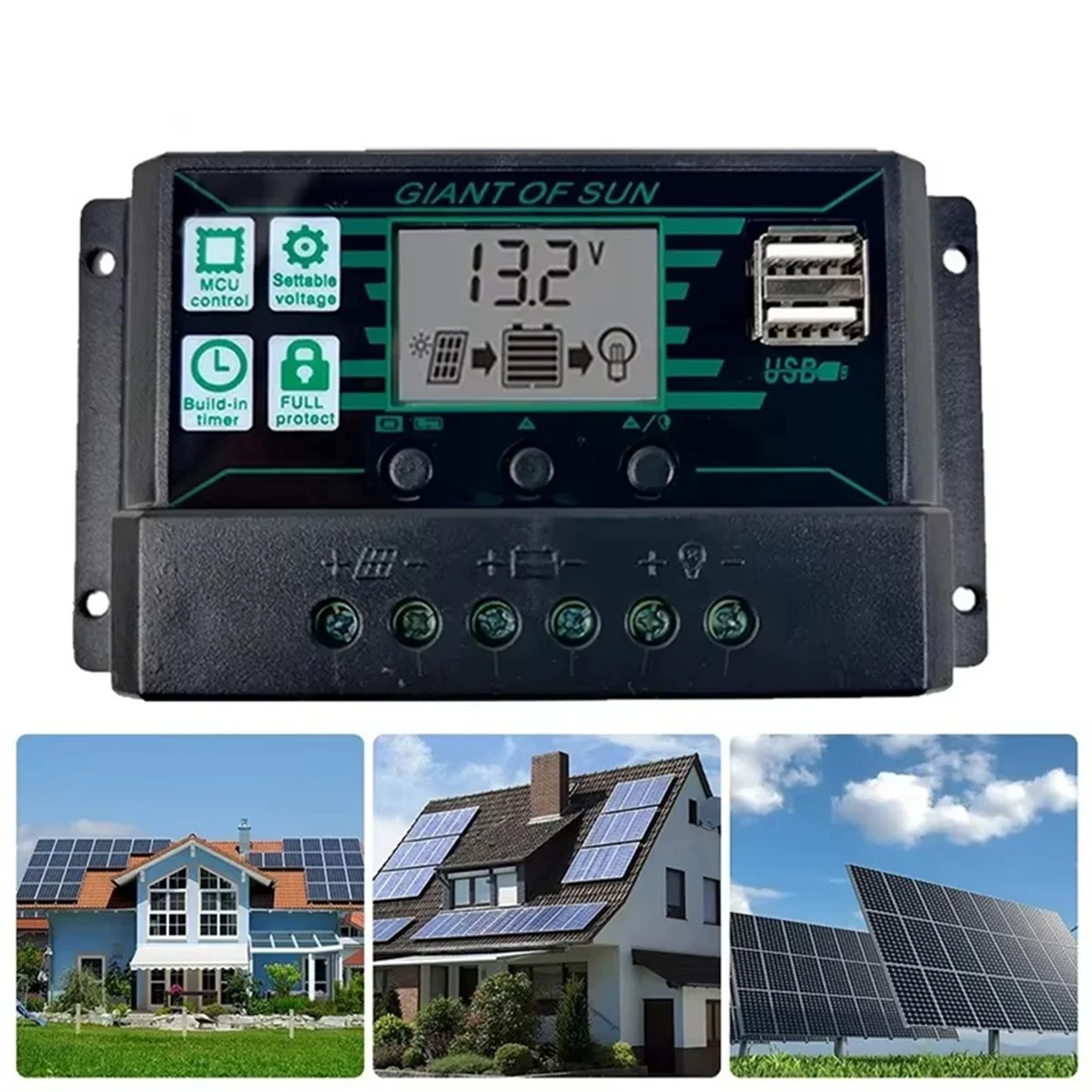 Solar Controller Solar Charge Controller 12V 24V Solar Panel PV Controller for Lifepo4 Lithium GEL Lead Acid Battery 100A