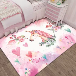 Cute Pink Unicorn Carpet Home Living Room Bedroom Area Floor Mats Children's Play Floor Mats Balcony Bathroom Non-slip FloorMats