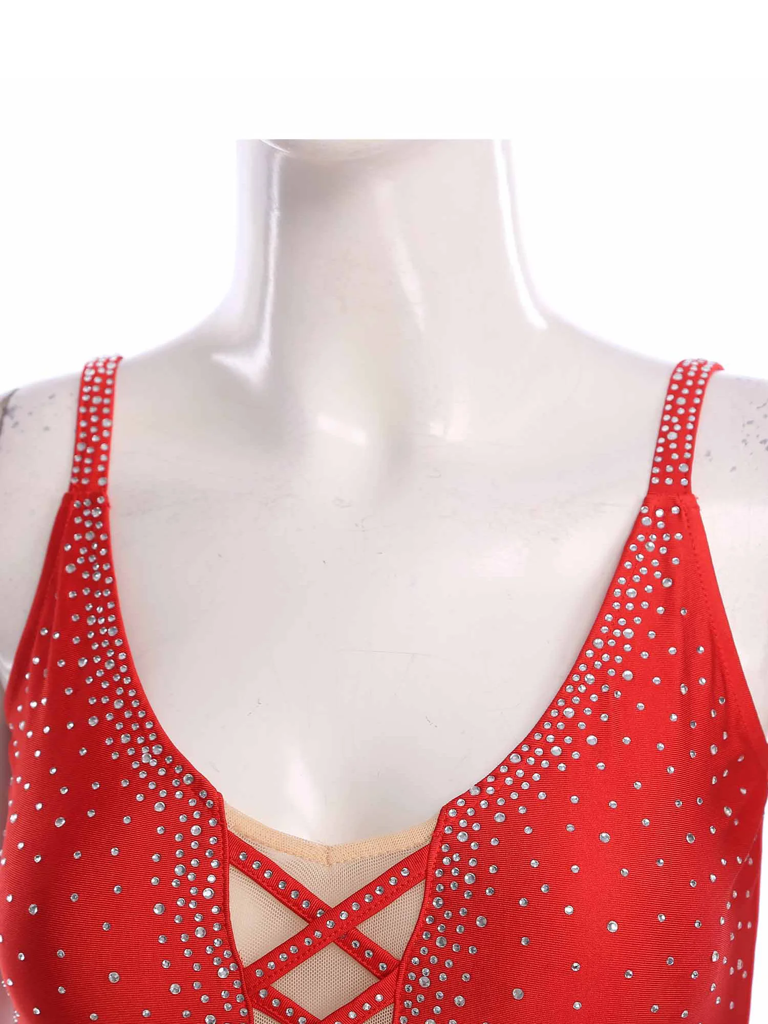 

Women Latin Jazz Dance Tassel Fringe Dress Irregular Hem Glittery Rhinestones Cami Dress Dancewear for Salsa Samba Rumba Tango