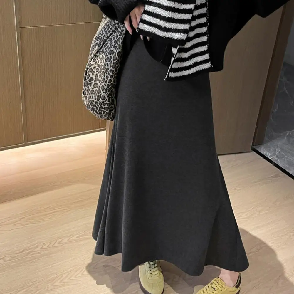 High Waist Maxi Skirt Flattering High-waisted Long Skirt Maxi Skirt High Waist Breathable Fabric Comfortable Hem for Women