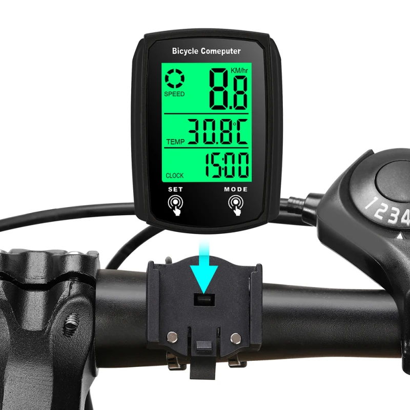 Bicycle Computer LED Digital Wired Cycling Computer Speedometer Touchscreen Bike Speed Odometer with Backlight Bike Accessories