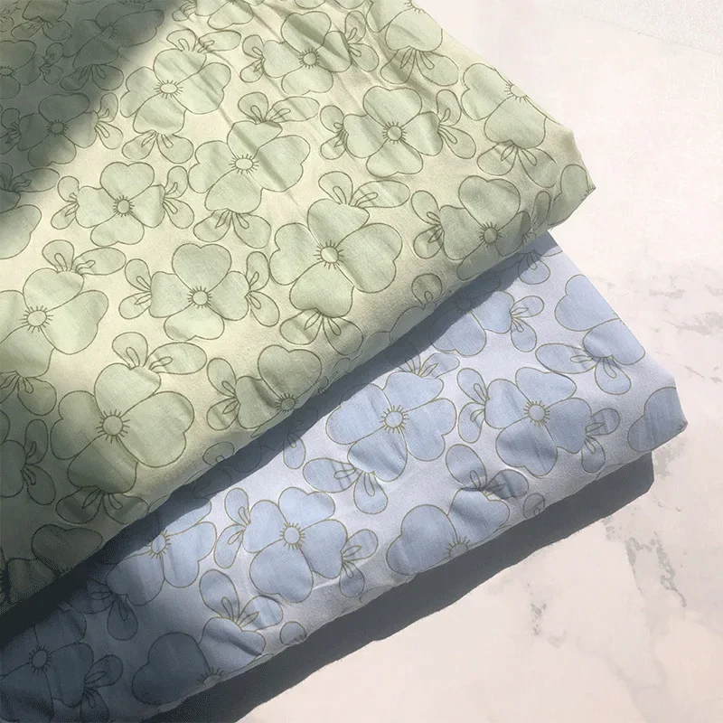 Four-leaf Clover Jacquard Pure Cotton Fashion Shirt Dress Clothing Fabric DIY Handmad Accessories By The Meter