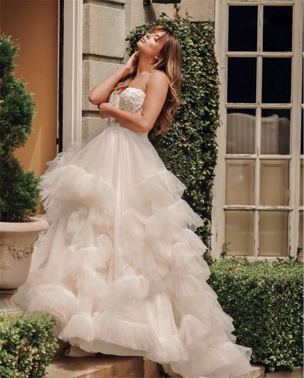 Jessica-vestido De novia con apliques De encaje blanco, corsé, Vestidos De graduación, vestido De fiesta De tul esponjoso, vestido De Noche personalizado, 2024