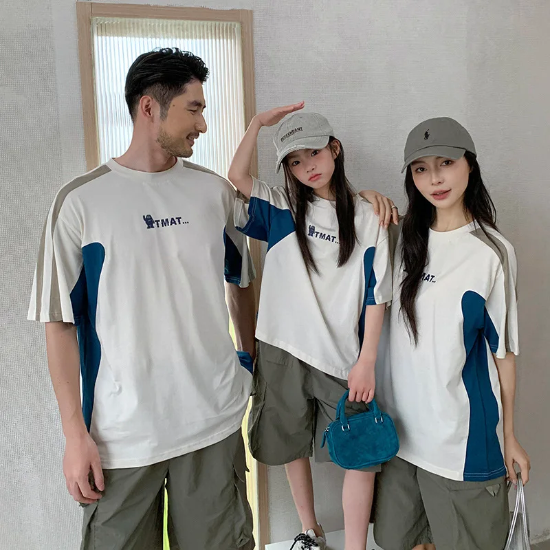 2026 New Summer Fashion Family Matching T-shirts Mommy And Me Family Of 3 Short Sleeve Casual Sport Daily Stylish Trendy Tops