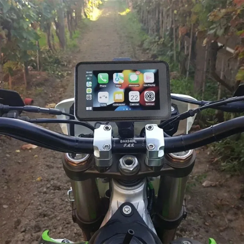 Navegador gps para motocicleta e gravador de vídeo dvr com duas câmeras karadar mt5004 à prova d'água 5 polegadas motocicleta carplay gps