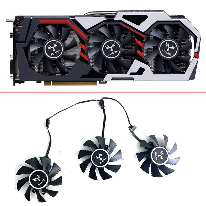 

3PCS 75MM 4PIN Cooling Fan iGame GTX 1060 6GB GPU Fan For Colorful iGame GeForce GTX 1070Ti GTX 1080 GTX 1050 Video card Fans