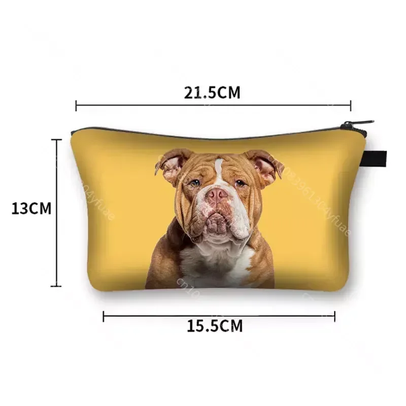 American Bully Dog Cosmetic Bag Kawaii French Bulldog Women Pitbull Terrier Makeup Bag Cosmetic Case Jewelry Organizers Wash Bag