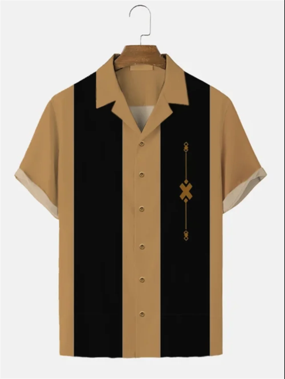 Simple Stripes Plain Shirts for Men Clothing 3D Printing Hawaiian Beach Shirts Summer Casual Short Sleeve Lapel Blouse Male Tops