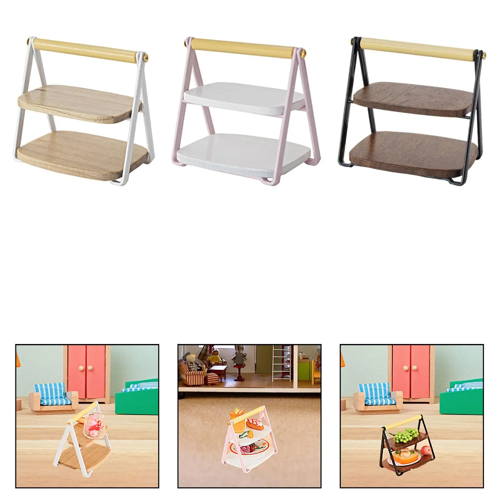 Fruit Shelf Storage Rack Play Game Model Dollhouse Accessories Food Display Shelf for 1/6 1/8 1/12 Doll House Shop Restaurant