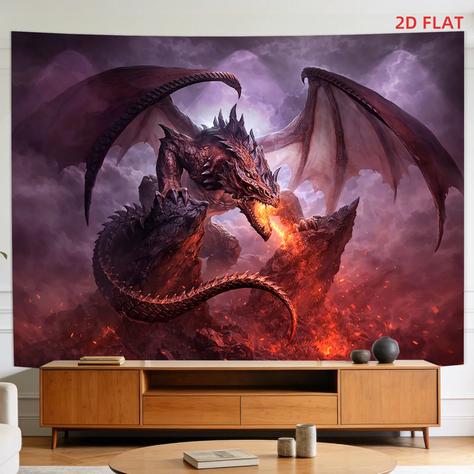 Tapisserie murale Epic Dragon, art fantastique, décor gothique, grande taille 150x230cm, tapisserie murale pour salon et chambre à coucher