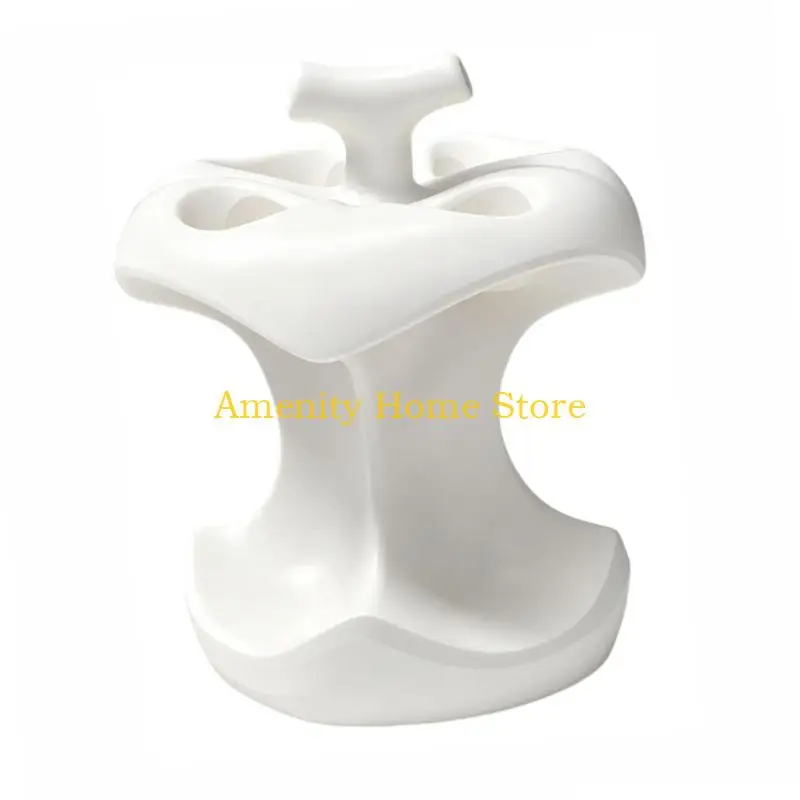F26C Bathroom Countertop Toothbrush Holder with Flowing Curved Desk Organizers