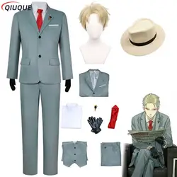 Anime Spy Cosplay Loid Forger Costume Men Suit Short Blond Wig Twilight Outfit Shirt Tie Halloween Clothes