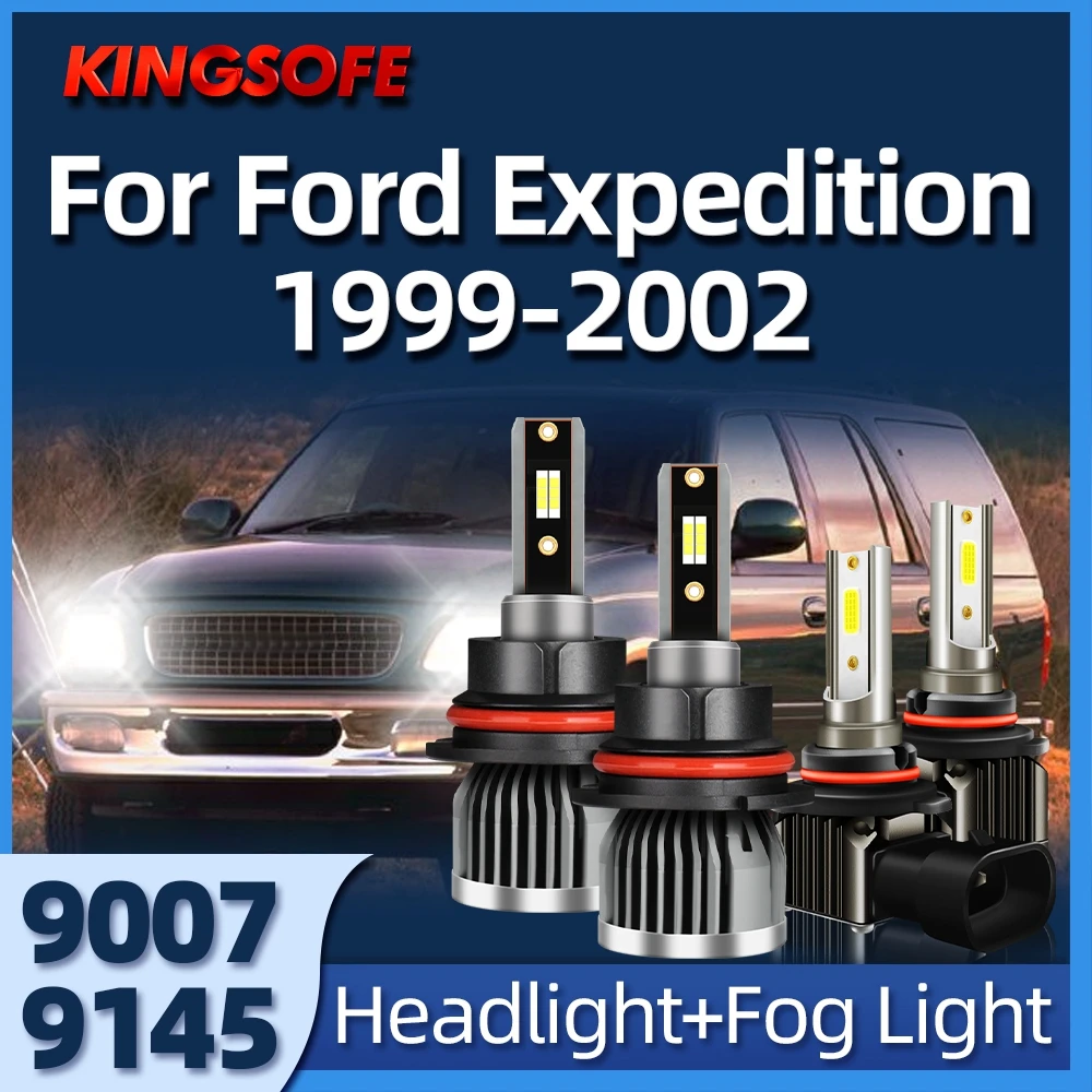 

Roadsun 2/4PCS LED Headlight 9007 Fog Lamp 9145 6000K High Low Beam Car Light Fit For Ford Expedition 1999 2000 2001 2002