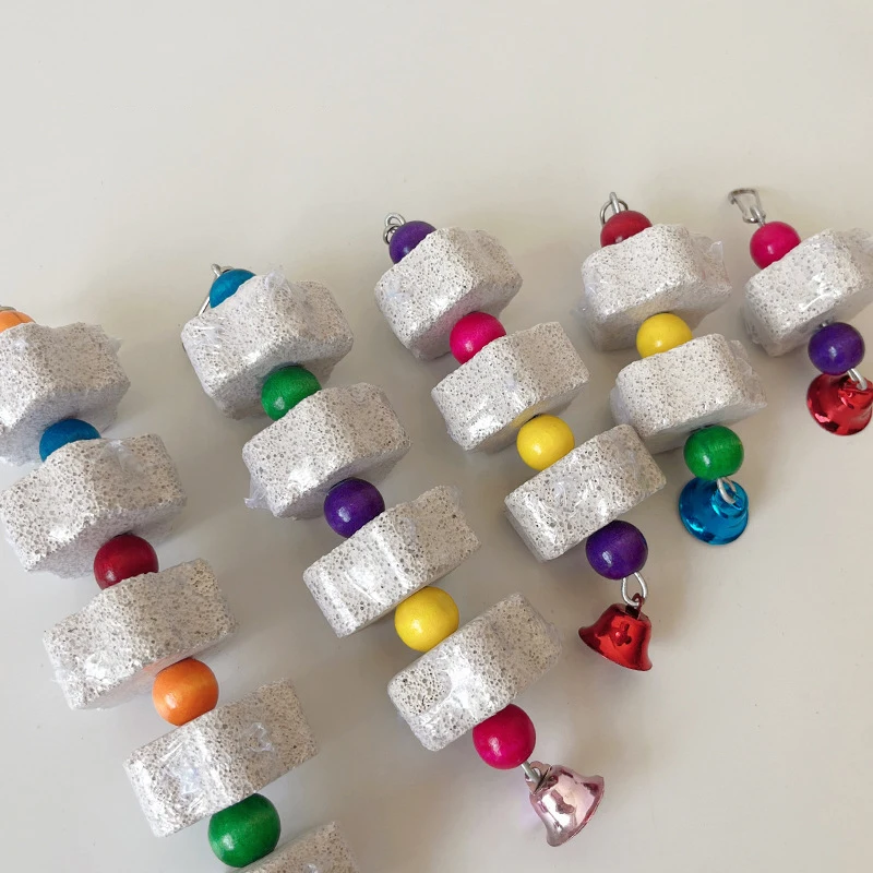 Natural Mineral Teeth Molar Stone Pet Hanging String Molars Toys for Guinea Pig Hamster Rabbit Teeth Grinding Stone view 3