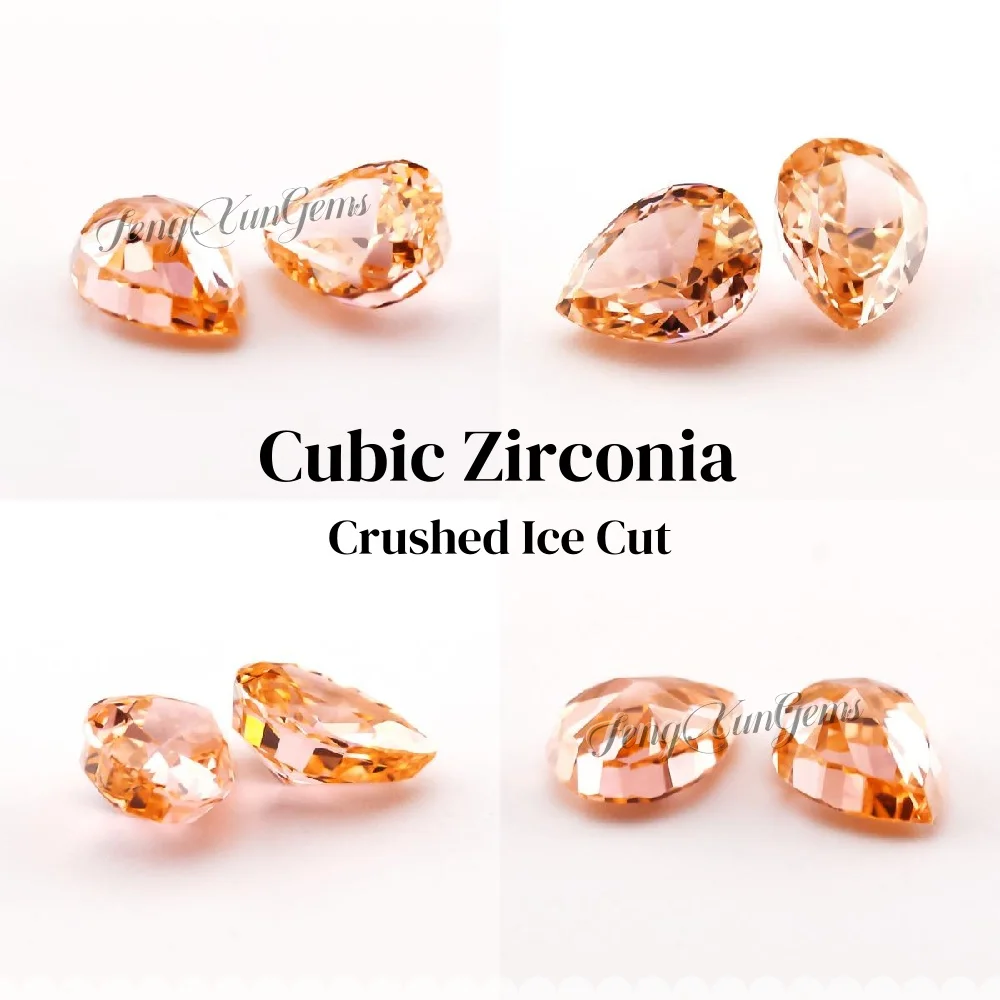 

Morgan color Pear Crushed Ice Cut Cubic Zirconia Gemstones High Carbon Synthetic Gems 4K Cutting 5A Quality For Jewelry Making