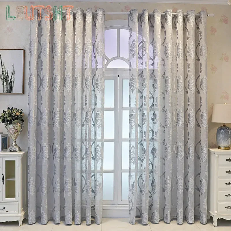 

European Curtains for Living Room Dining Bedroom High-grade Jacquard Hollow Luxury Modern Custom Window tulle Room Decor