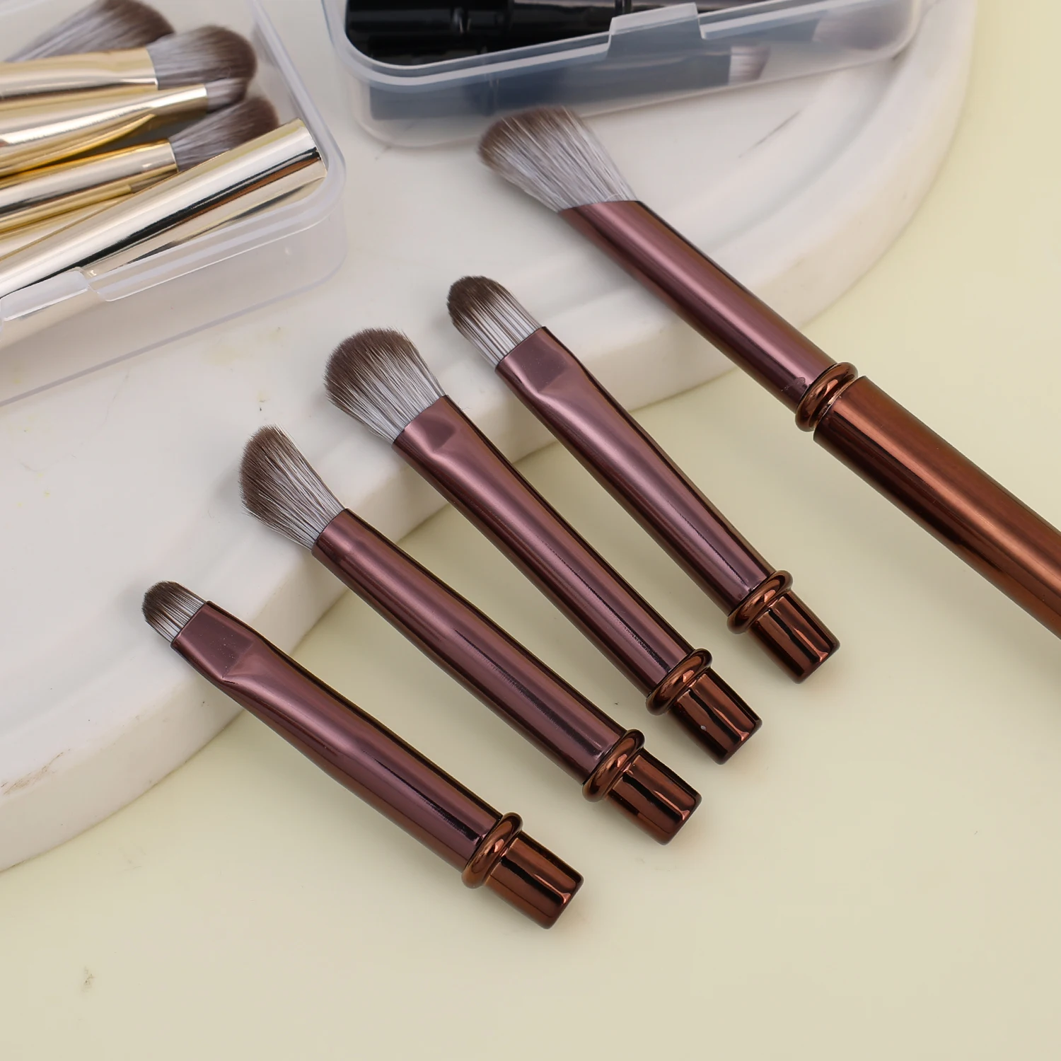 Juego de brochas de maquillaje portátiles, 6 uds., para Mini sombra de ojos profesional, sombra de nariz, cepillo de ángulo de contorno, herramientas cosméticas de viaje