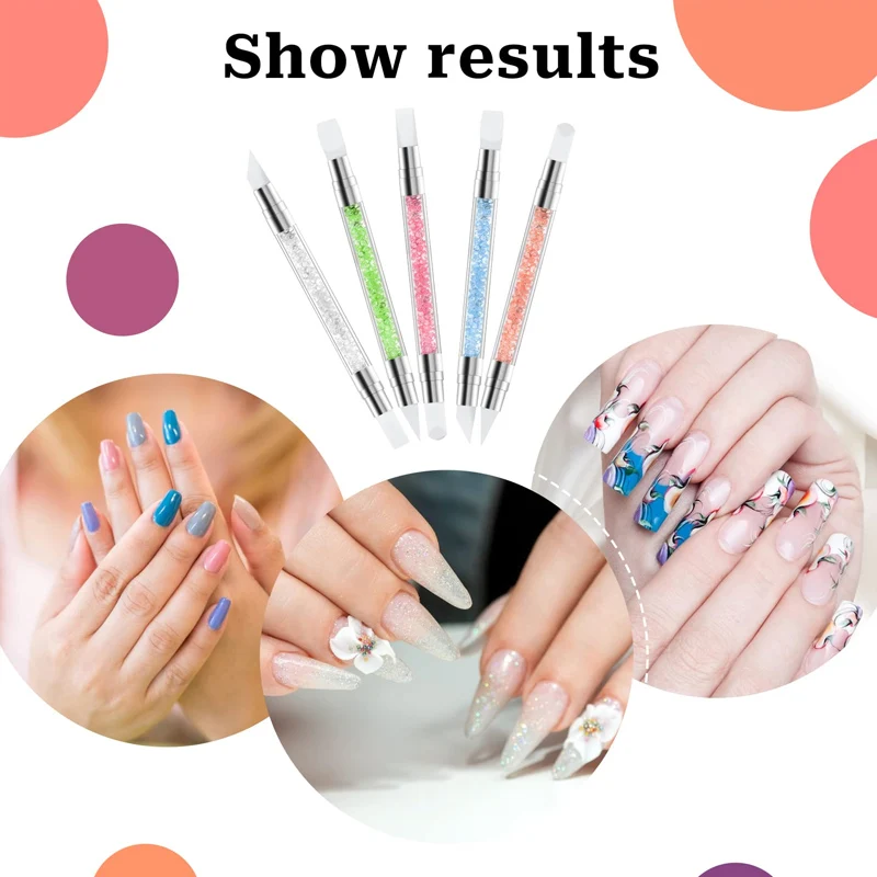 Double Head Silicone Nail Art Pen Carving Flower Sculpting Pen Adjustable Glue Stick Embossing Brush Professional Manicure Tools