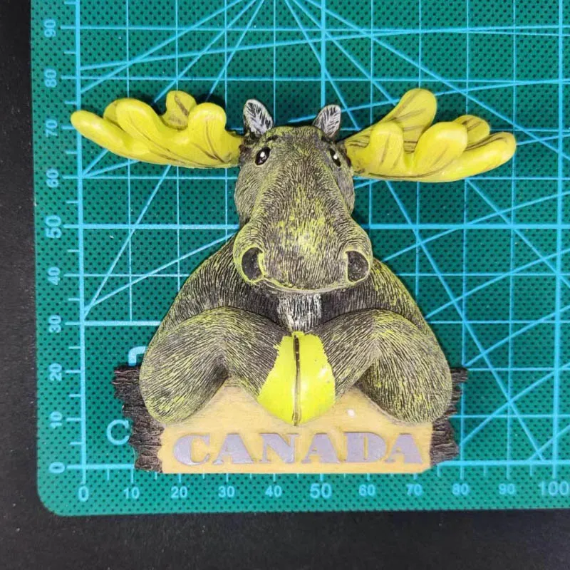 Canadian Elk Resin Refrigerator Sticker, 3D Fridge Magnet, Creative Tourist Souvenir, Decoration Stickers, Canadian