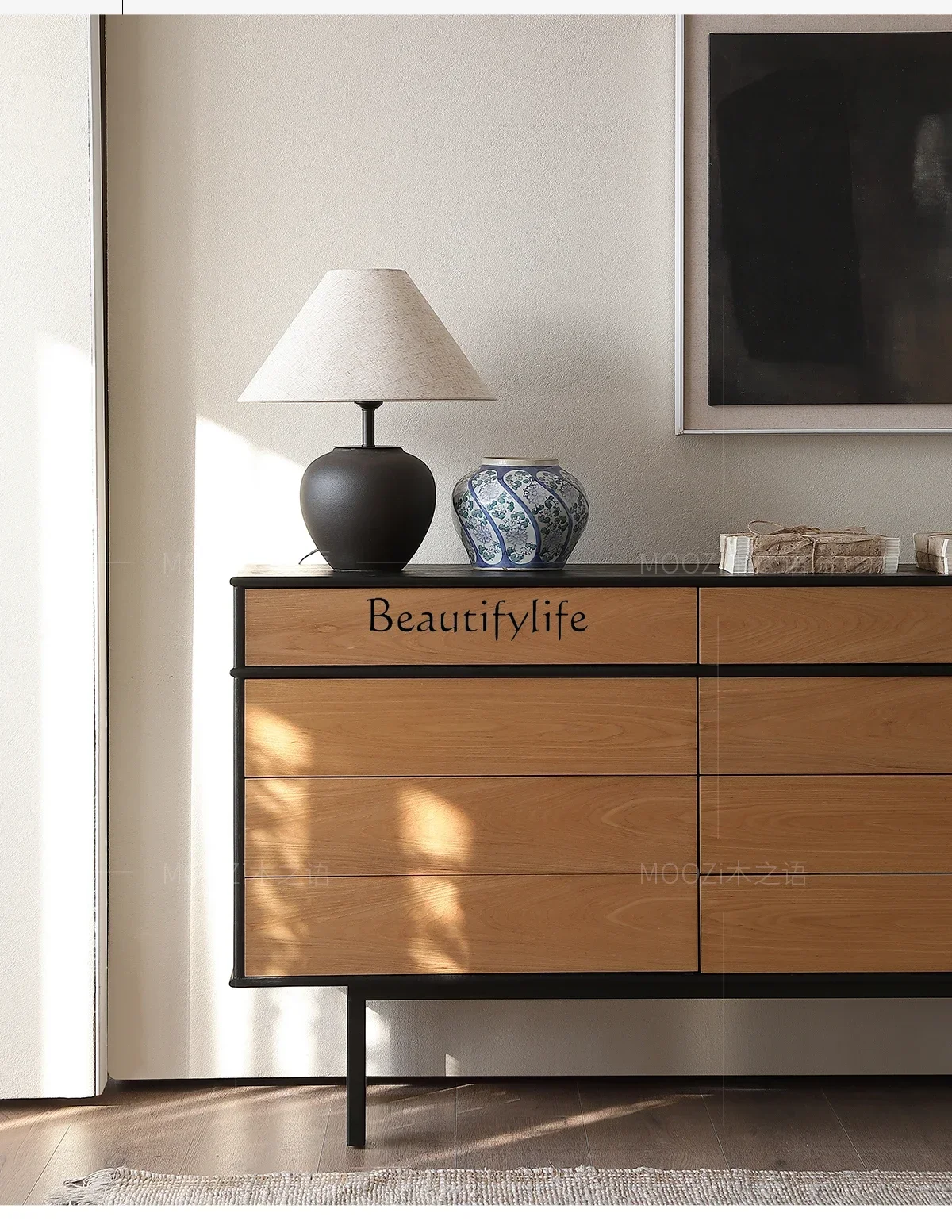 LX 和風 サンド レトロスタイル 無垢材 ダイニングサイド シックスバケットキャビネット 中世風収納 ログカラー 収納キャビネット SSS