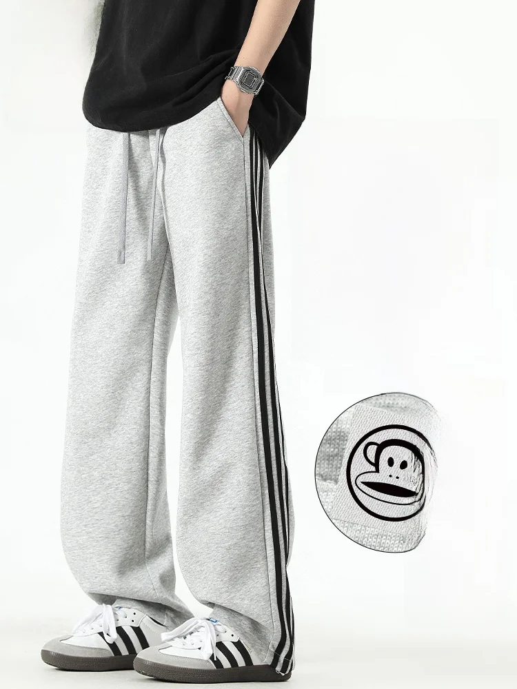 

Мужские зимние брюки PaulFrank с флисовой подкладкой, повседневные, прямого кроя, в полоску, свободные, удобные, из полиэстера и хлопка