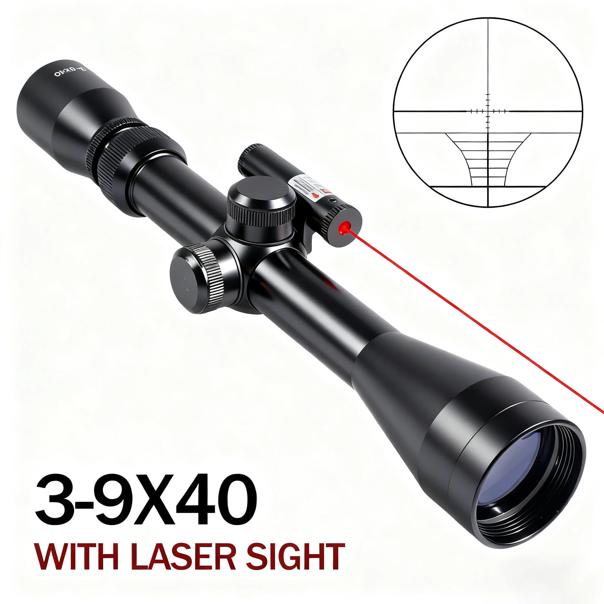 Mira telescópica táctica 3-9x40 – Con láser para caza y tiro