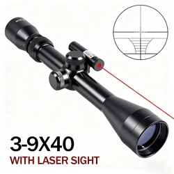 Mira telescópica táctica 3-9x40 – Con láser para caza y tiro
