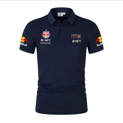 RedBull nueva camiseta para hombre, Polo de manga corta, Top de verano, camiseta informal con solapa de botón, Polo informal de S-3XL súper grande