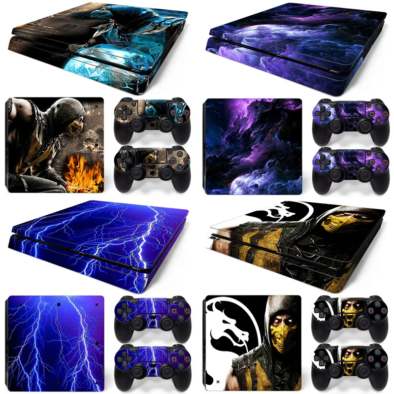 For PS4 Slim Console and 2 Controllers Skin Sticker PS4 Slim Duel Game Vinyl Decal Cover Full Set