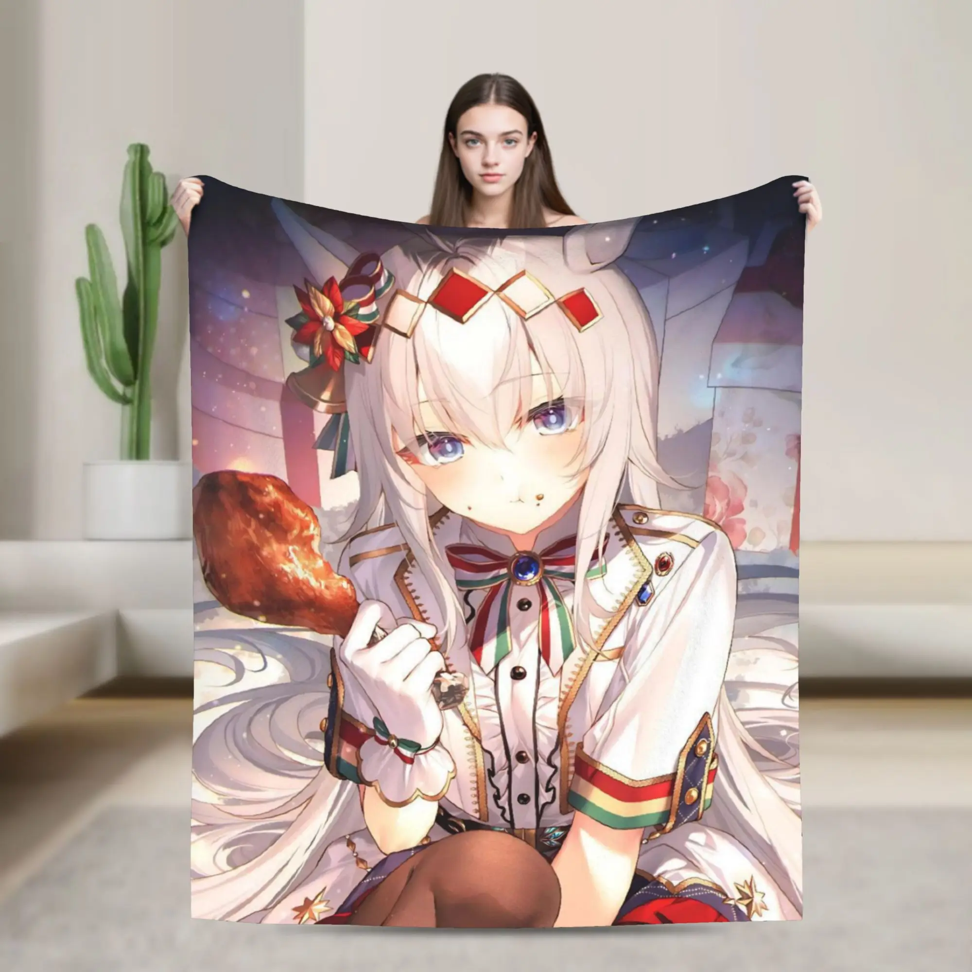 Oguri Cap Blanket Uma Musume Pretty Derby Flannel Vintage Warm Throw Blanket for Bedding Lounge Spring Autumn