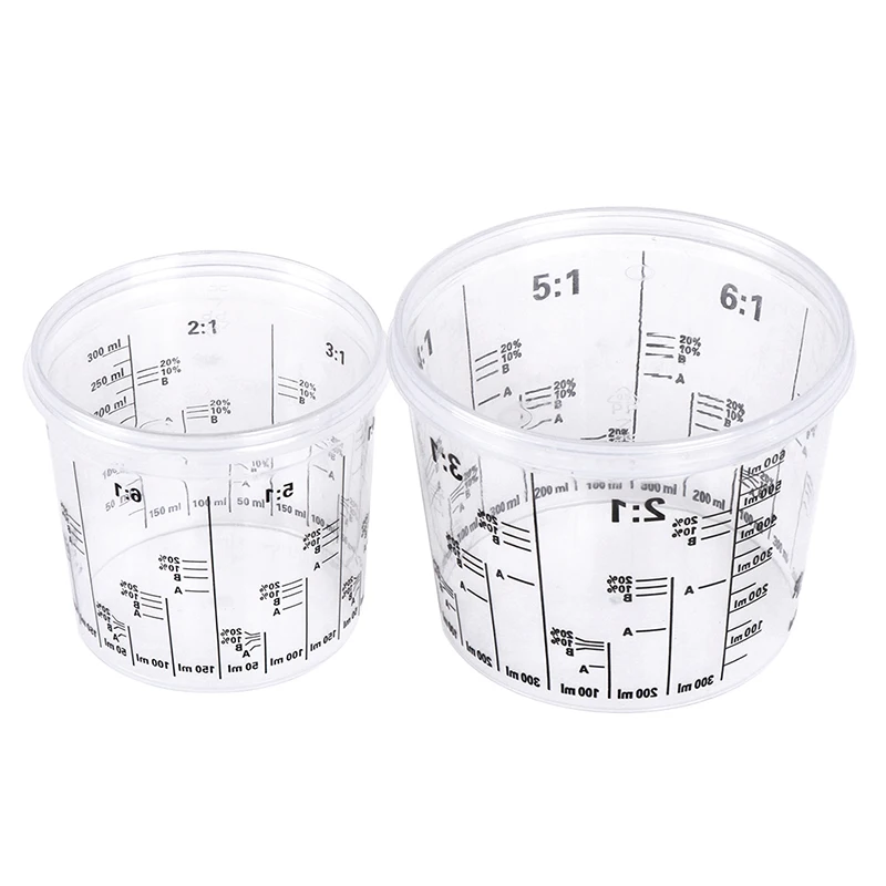 Disposable Graduated Clear Plastic Paint Mixing Cups Calibrated Mixing Ratios Measuing Cups For Paint Resin Tools