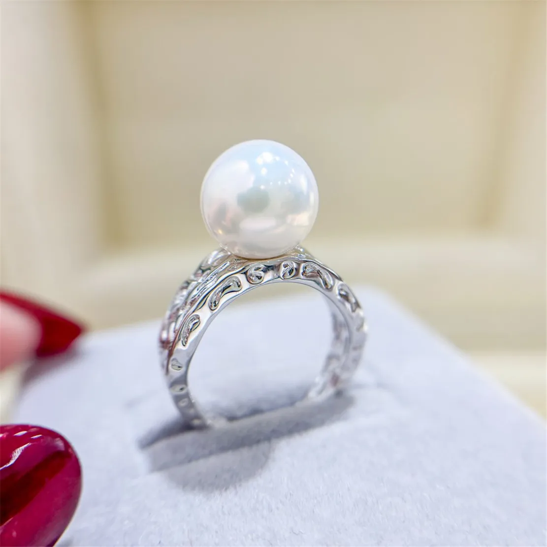 925 Stamped Alloy Gold-Plating Adjustable Pearl Ring Holder DIY Jewelry Findings, Craft Supplies for Handmade Rings No Pearl