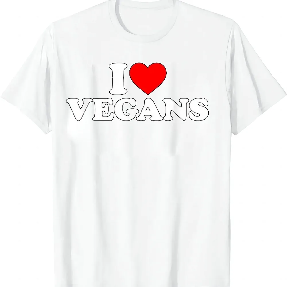 I Love Vegans, I Heart Vegans T-Shirt Summer Casual T Shirt Vintage Clothes Tops Graphic T Shirts Camiseta Streetwear