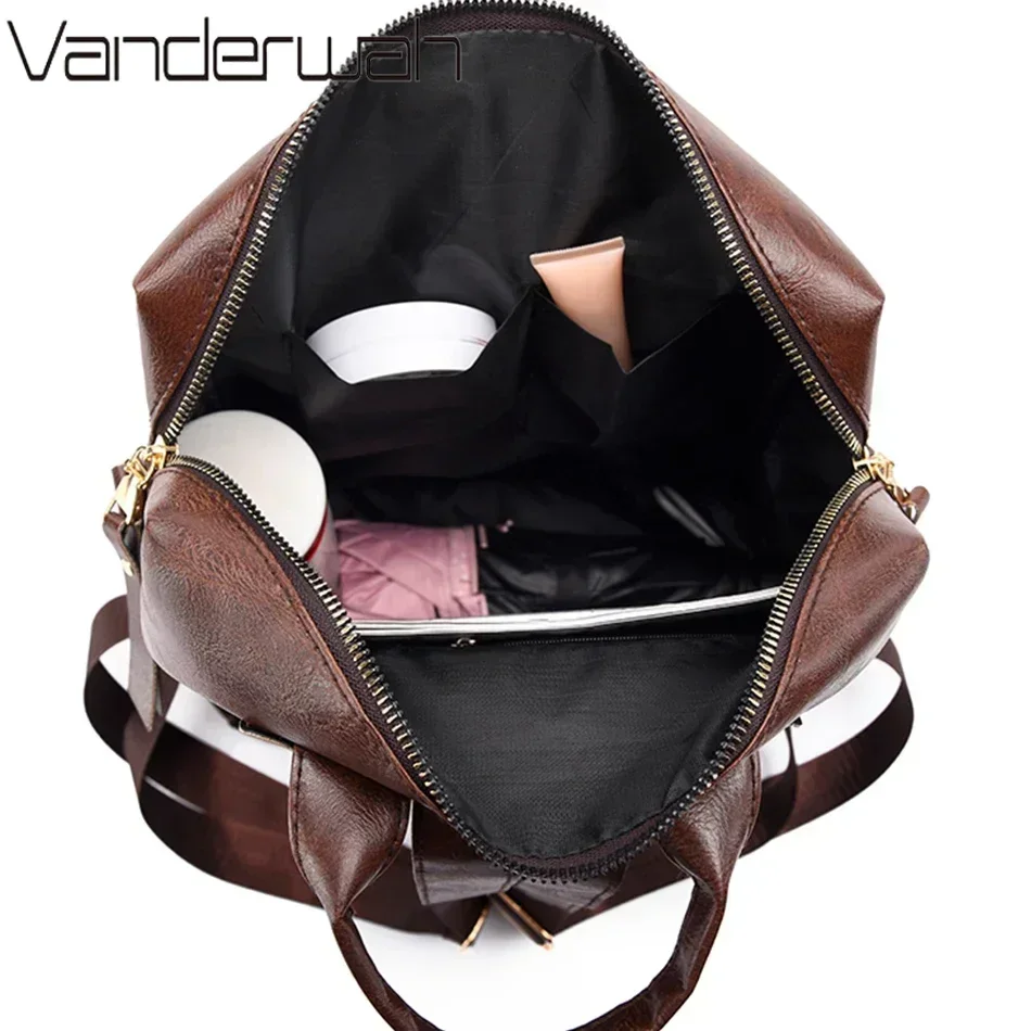 2024 New Women Backpack High Quality Leather Backpack Multifunction Shoulder Bags School Bags for Teenager Girls Bagpack Mochila