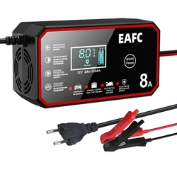 12V 8A/6A Smart Car Battery Charger Automatic Start Fast Charger Pulse Repair Motorcycle Truck Battery Charger GEL Lead Acid