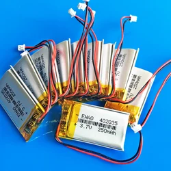 10 szt. 3.7V 250mAh akumulator Lipo 402035 + JST 1.25mm 2-pinowa wtyczka do MP3 rejestrator GPS zestaw słuchawkowy Bluetooth