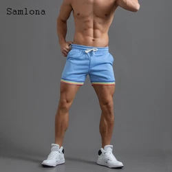 Samlona Plus size 4xl Men Leisure Shorts 2022 Summer New Fashion Ultrashorts Sexy Patchwork Shorts Male Casual Beach Short Pants