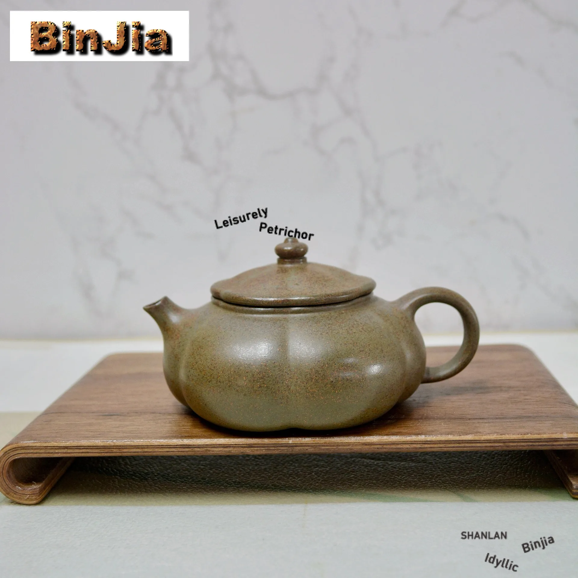

200ml Exquisite Yixing Purple Clay Teapots Handmade Pumpkin Cold River Cloud Pot Raw Ore Mist Agarwood Mud Kettle Zisha Tea Set