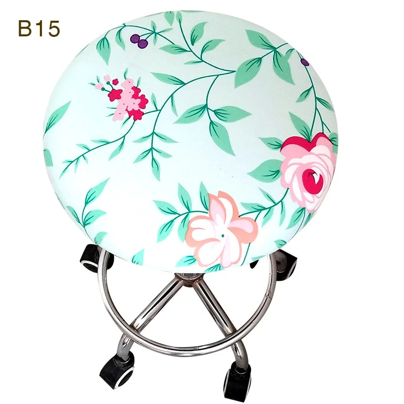 30cm-40cm New Round Chair Cover Bar Stool Cover Elastic Seat Cover Home Chair Slipcover Round Chair Bar Stool Floral Printed