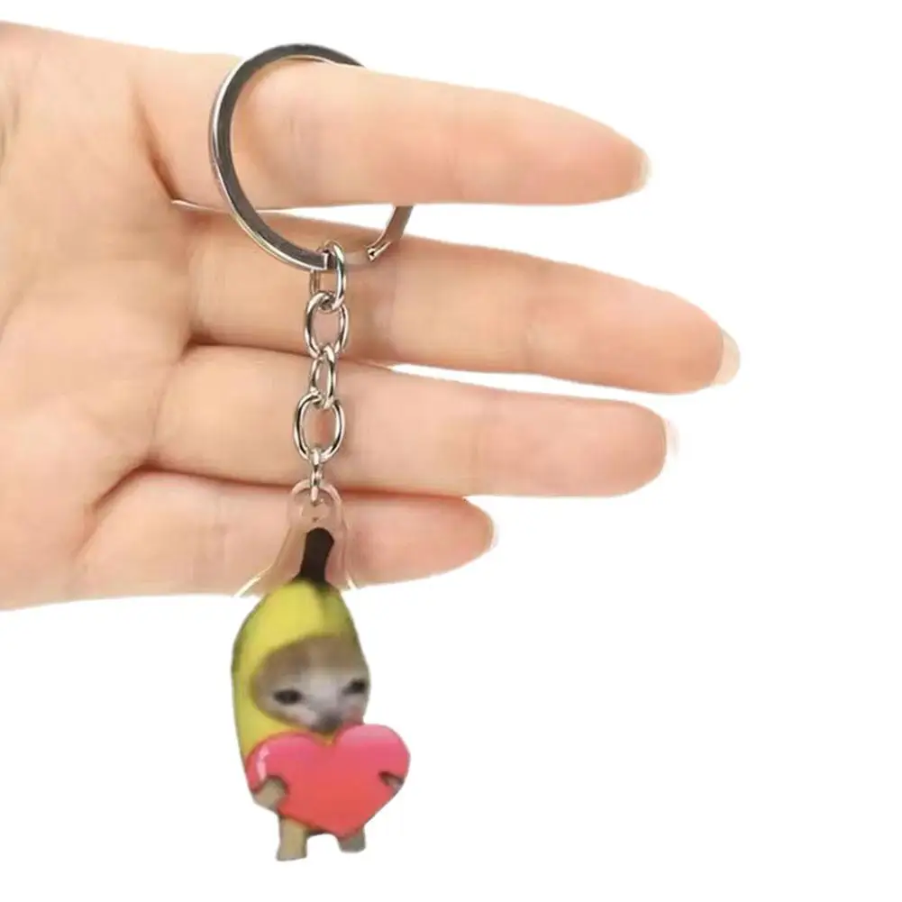 Happy Banana Cat Mobile Phone Chain Student Gift The Cat Meme Funny Pendant Lanyard Small Pendant Bag Accessories