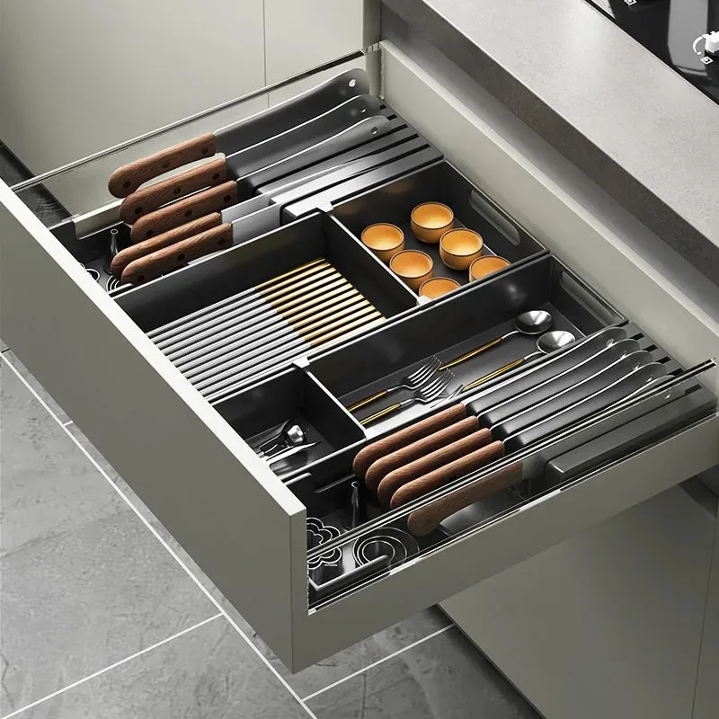 Stainless Steel Knife Holder Storage Rack Horizontal Knife Holder Flat Placement Kitchen Knife Drawer Cabinet Knife Holder ZI234