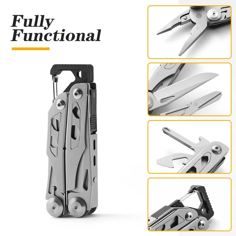 12 in 1 Multi-Tool Pliers with Nylon Sheath, Professional Outdoor Multi-Tool Knife for Camping and Hunting, Gift for Dads, Husba