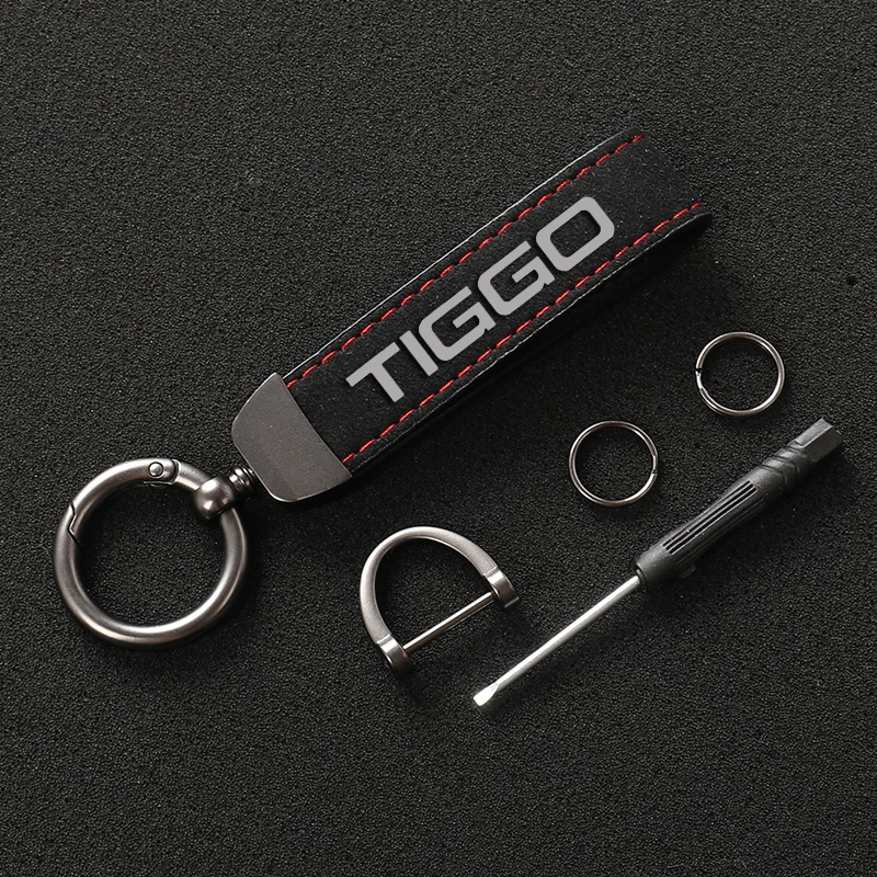 High Quality Suede Leathe TIGGO Car Keychain Custom Key Rings For Chery Tiggo 2 3 4 5 6 7 8 3X 5X Pro T11 Car Accessories