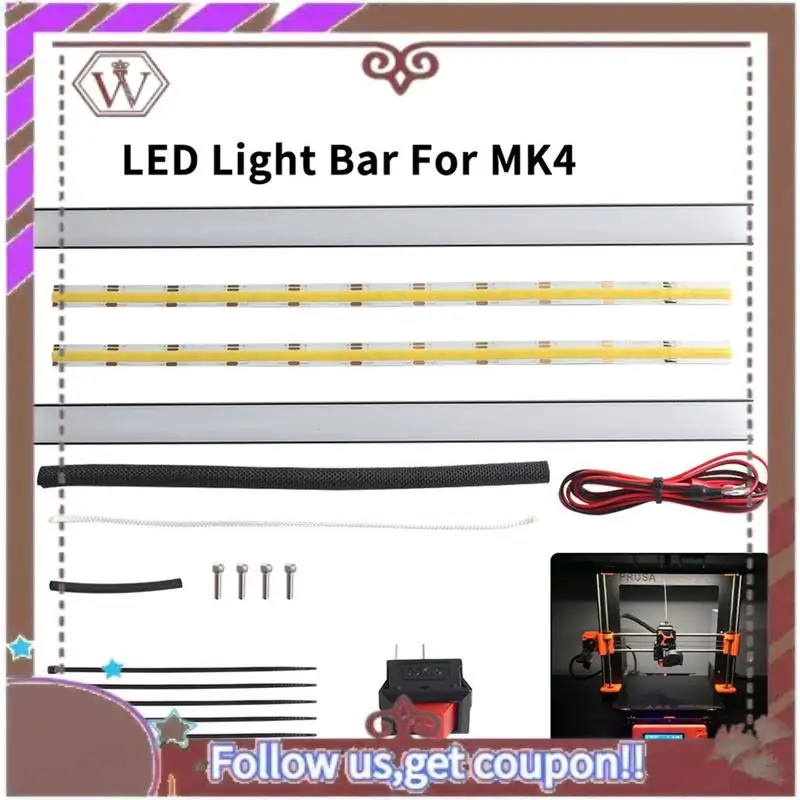 ABBG-LED Light Bar для Prusa MK4, двойная светодиодная лента 24 В, ультра яркий комплект для Prusa MK4, аксессуары для 3D-принтеров