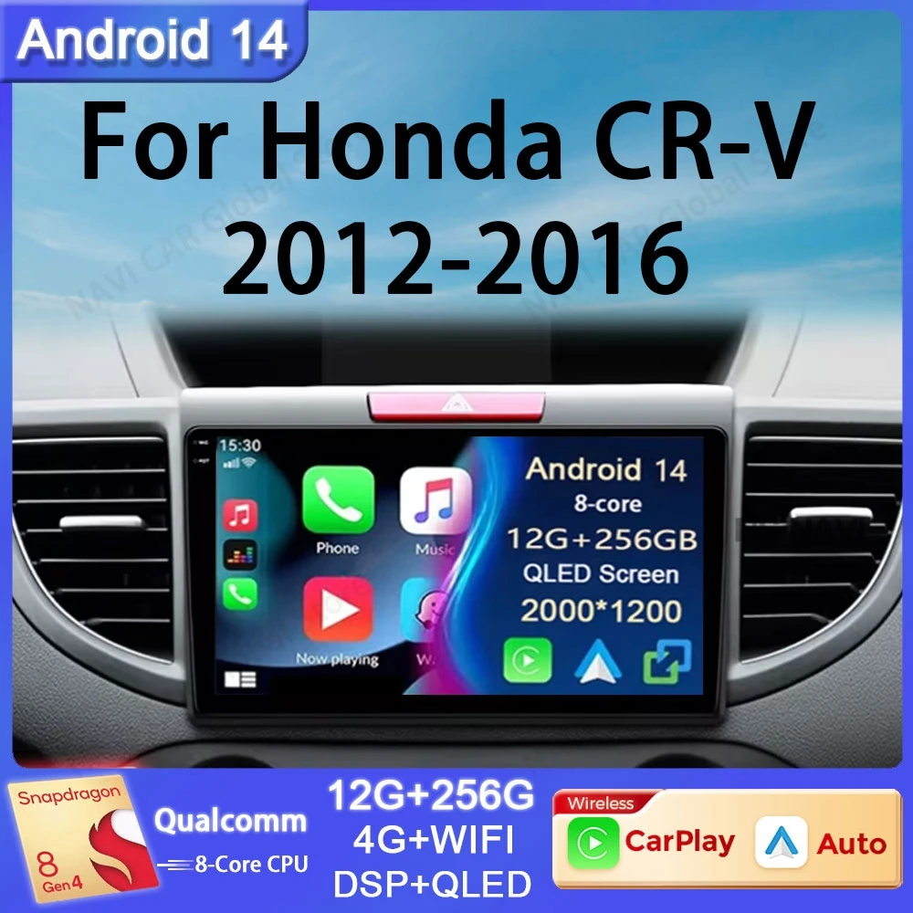 

Android 14 For Honda CRV CR-V 2011-2016 Car Radio Multimedia Video Player Navigation Head Unit Only Support 2.0L Carplay Auto BT