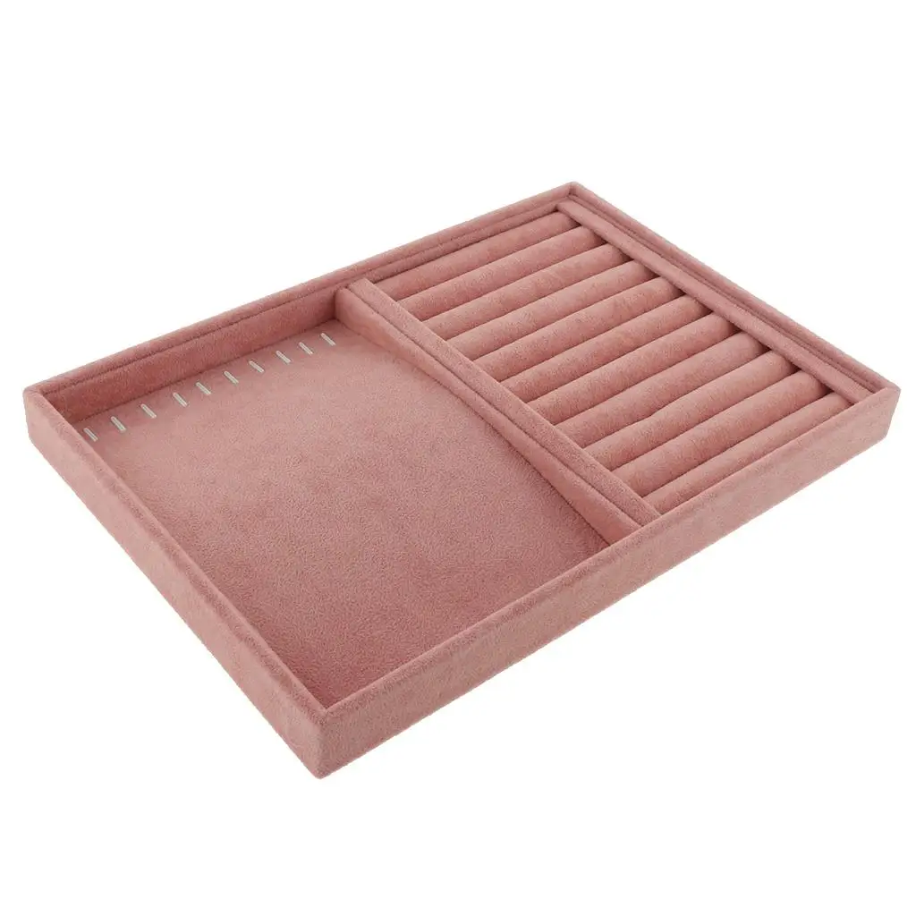 

Velvet Ring Organizer Tray Dual Purpose Jewelry Storage Box Stand for Women Accessories Exhibition