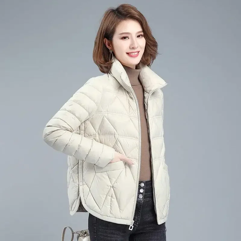 Woman Loose Casual Winter Padded Coat Lightweight Short Down Cotton Jacket Fashion Stand Collar Design Large Size Women Clothing